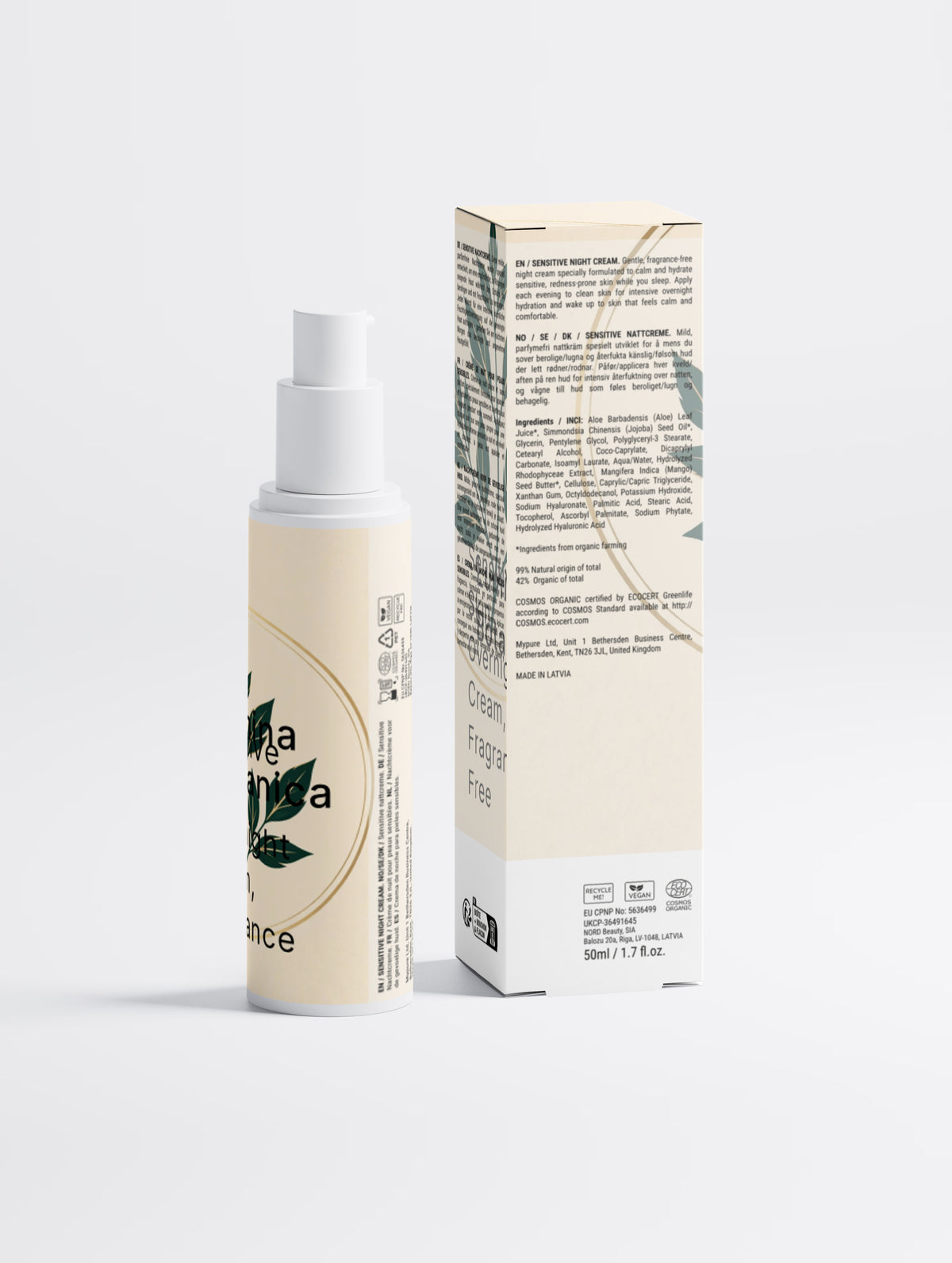 Sensitive Skin Overnight Cream, Fragrance Free
